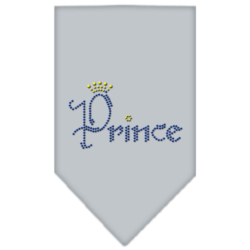 Prince Rhinestone Bandana Grey Large